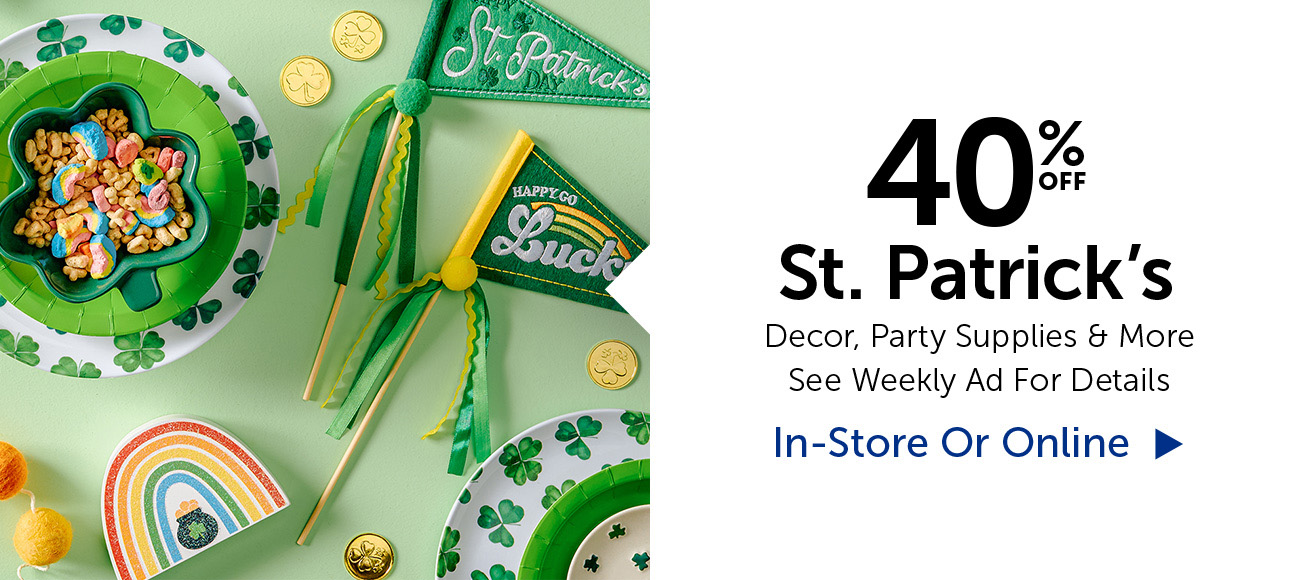 40% Off St. Patricks - Decor, Party Supplies & More