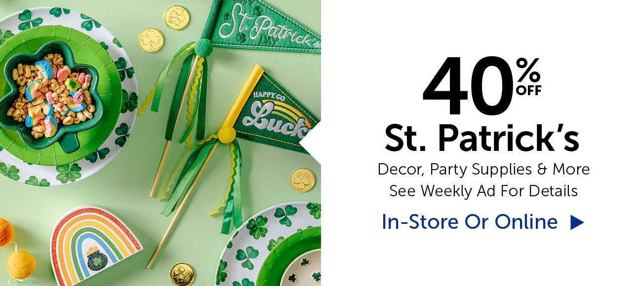 40% Off St. Patrick's - Decor, Party Supplies & More