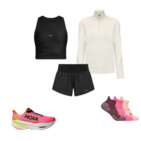 Race Day Bra, Mach X 3, No-Show Run Sock 3-Pack, Glide 4'' Short, GlideTech Quarter Zip, 