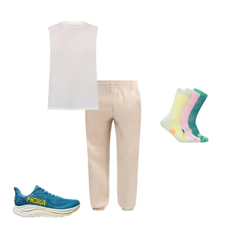 Clifton 10, Crew Run Sock 3-Pack, HOKA Essential Jogger, GlideTech Sleeveless, Clifton 10, Crew Run Sock 3-Pack, Woodland Hike Pant, GlideTech Short Sleeve, 
