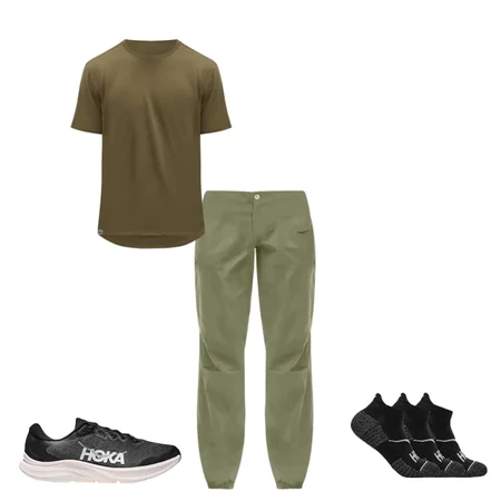 Solimar 2, No-Show Run Sock 3-Pack, Woodland Hike Pant, HOKA Essential Tee, Solimar 2, Invisible Sock 3-Pack, HOKA Run Hat, Novafly 9 inch Knit Short, Airolite Long Sleeve 2.0, 
