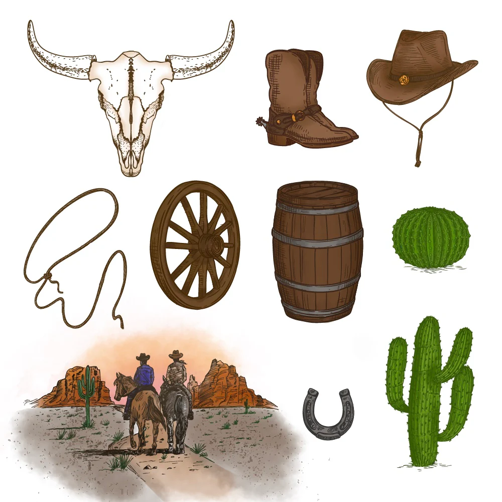 Image of On The Range - 5x7 Rubber Cling Stamp