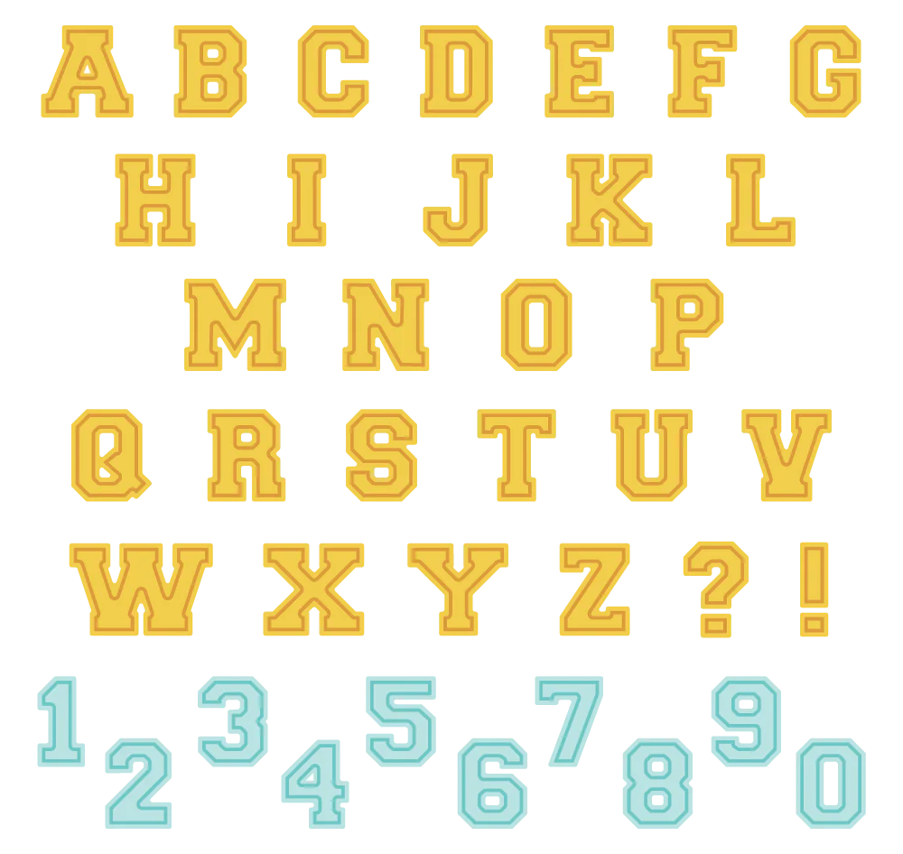 Image of Varsity Letters Alphabet - Honey Cuts