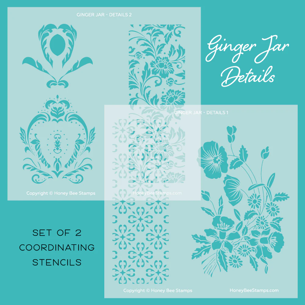 Image of Ginger Jar Details - Set of 2 - 6"x6" Coordinating Stencils