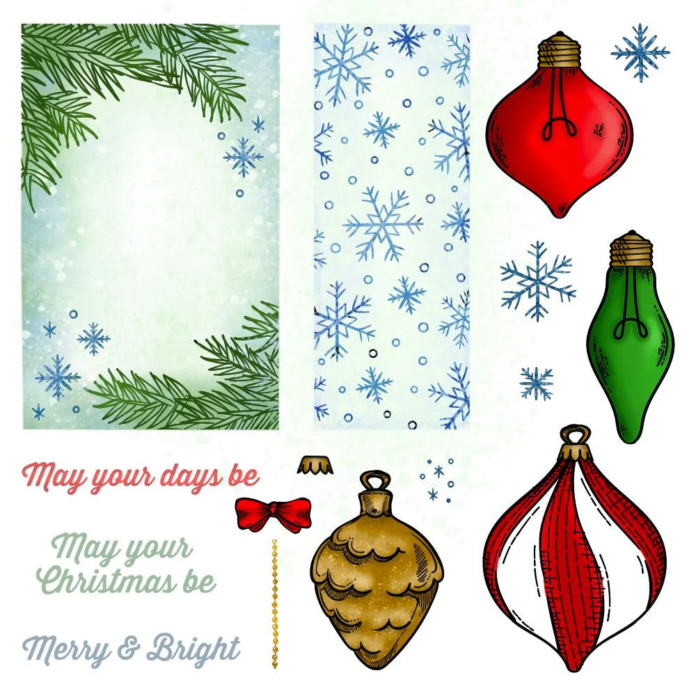 Image of Christmas Lights Vintage Gift Card Box Add-On - 6x6 Stamp Set - Retiring