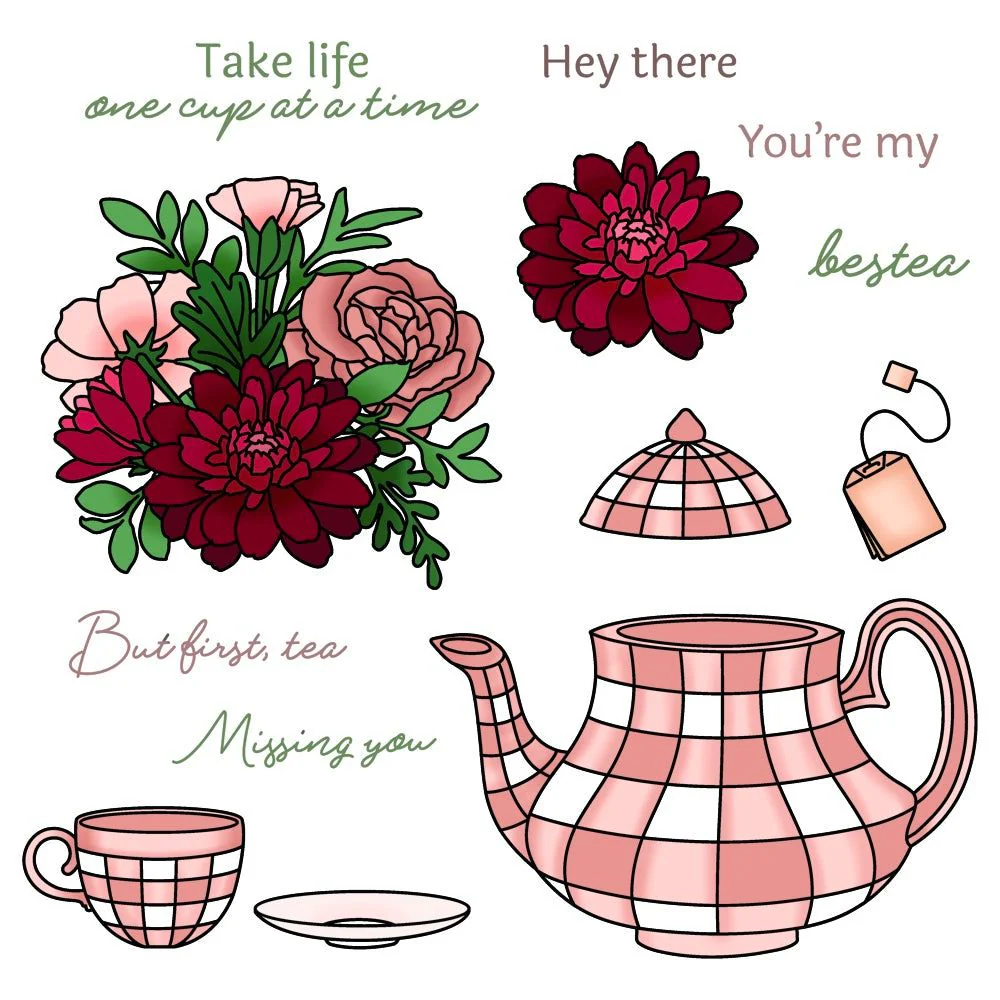 Image of Teatime Florals - 6x8 Stamp Set - Retiring