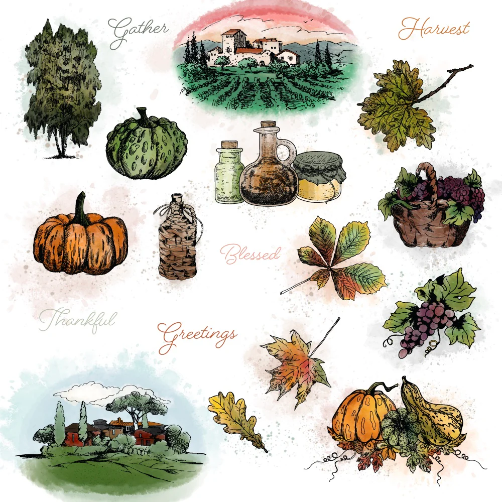 Image of Gallery Wall: Fall - 5x7 Rubber Cling Stamp