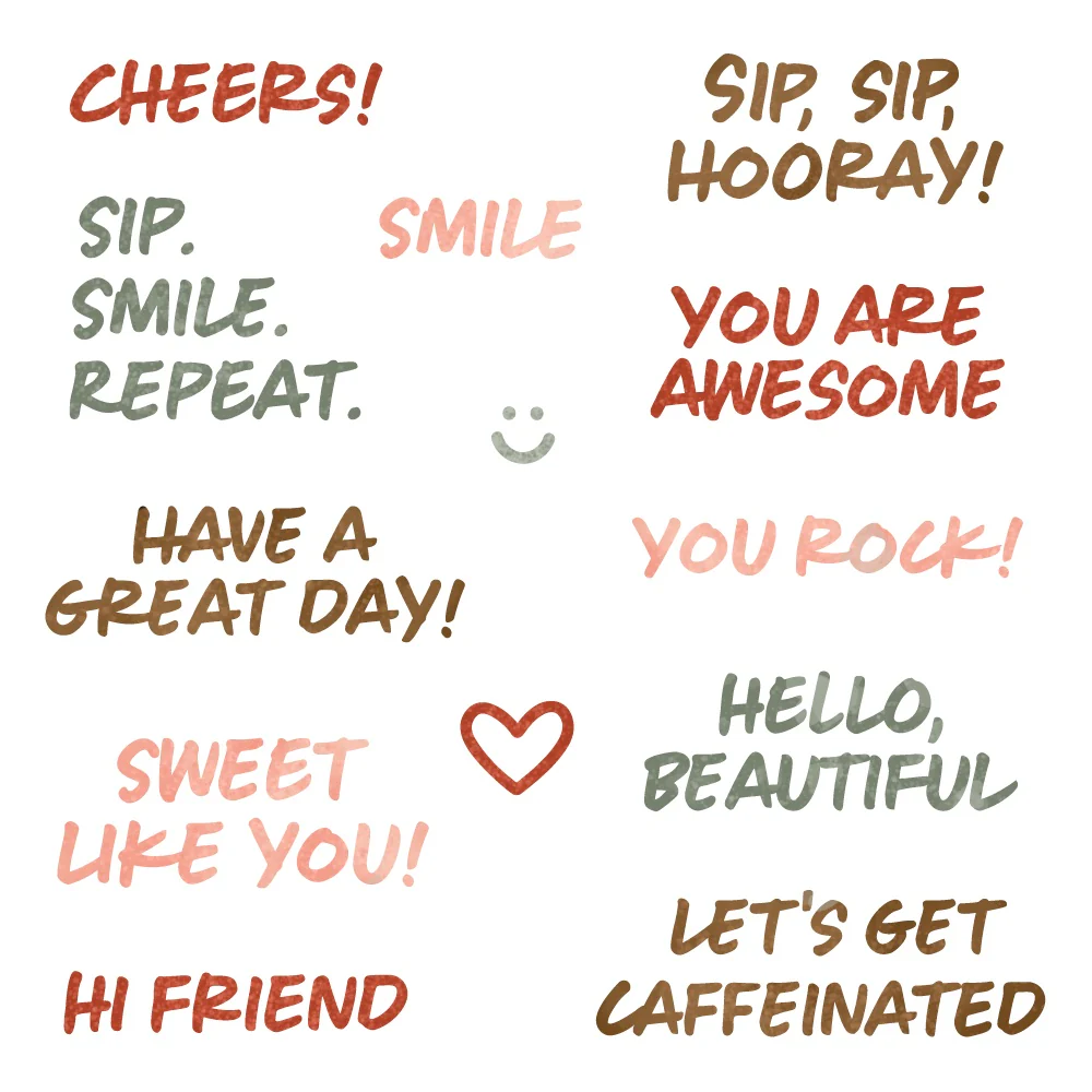Image of Sip. Smile. Repeat. - 4"x 4" Stamp Set