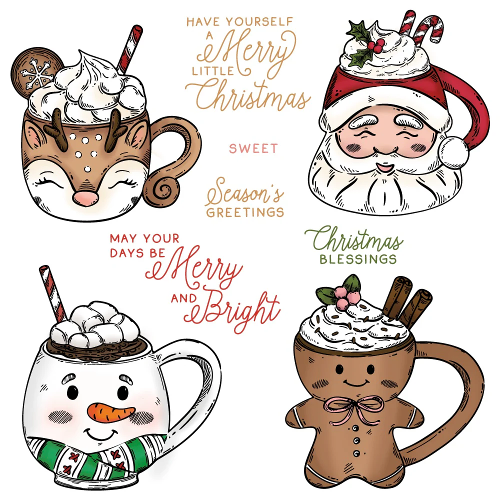 Image of Sweet Season Mugs - 6"x 8" Rubber Cling Stamp Set