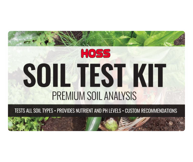 HOSS Soil Test Kit packaging labeled “Premium Soil Analysis.”