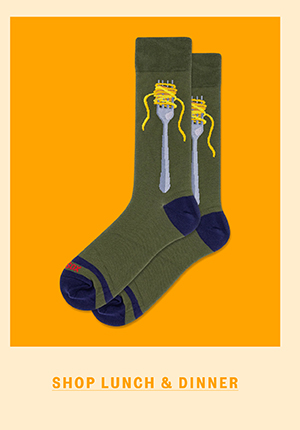 From desk salad to "oops, pizza again" - shop lunch and dinner novelty socks