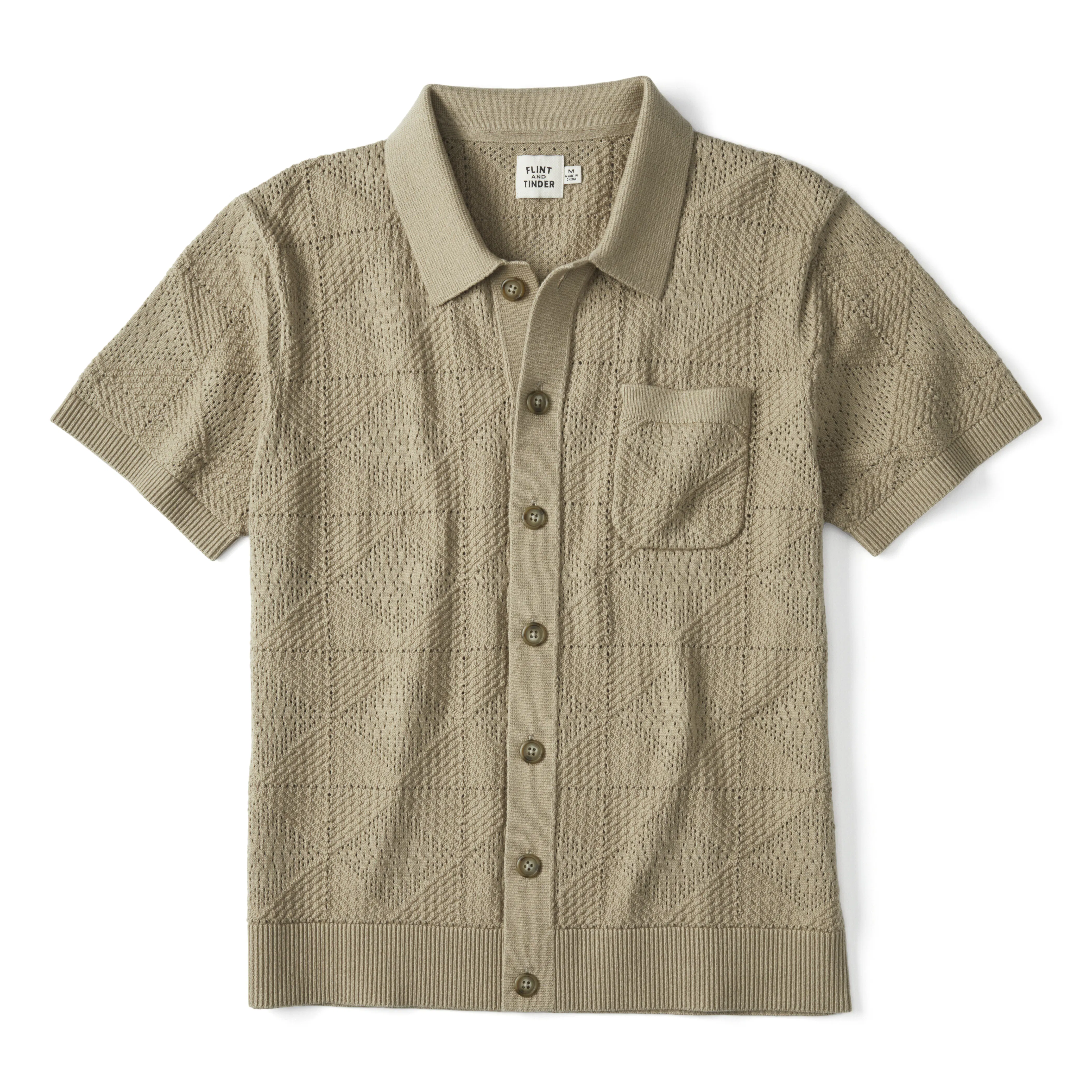 Textured Button-Up Sweater Polo