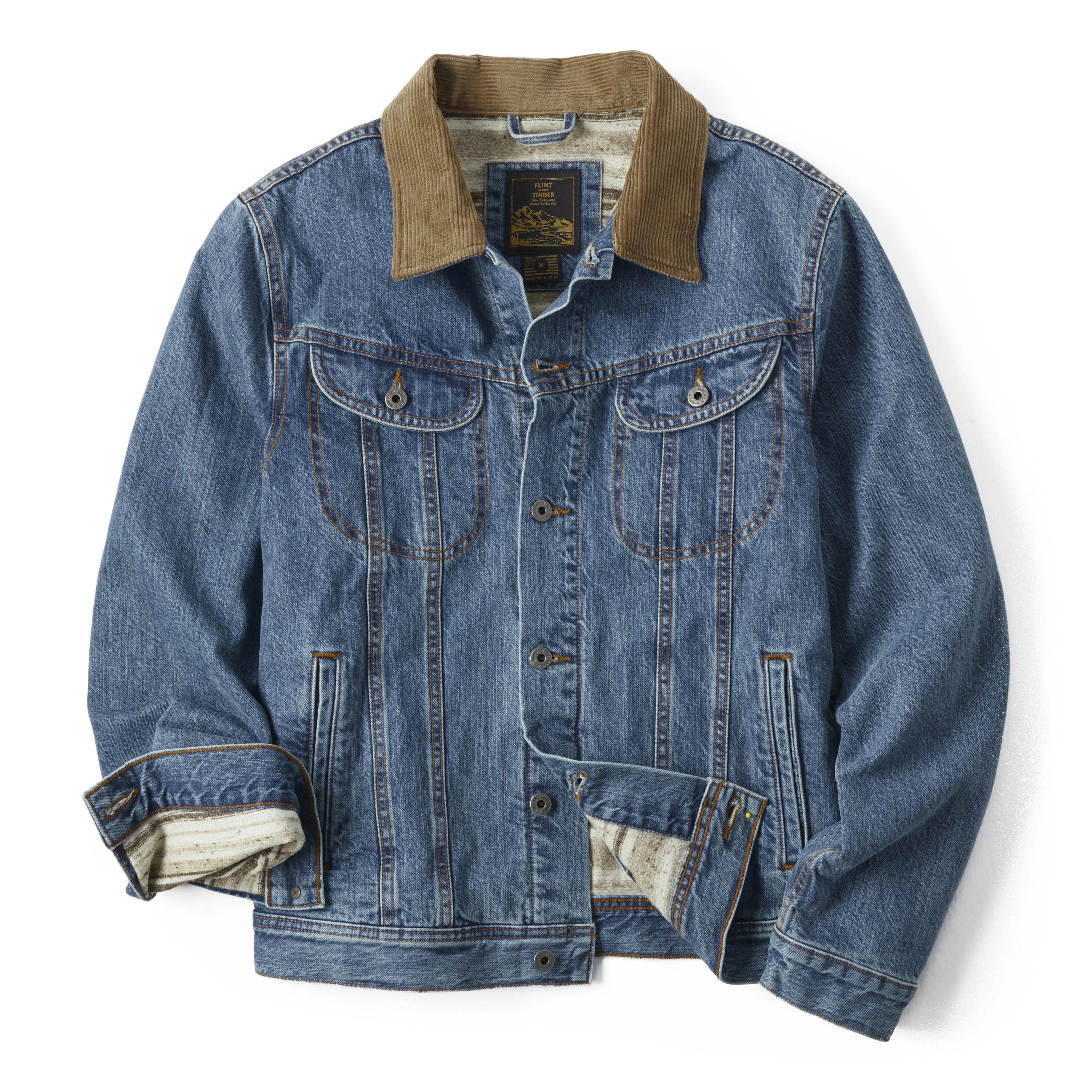 Flannel-Lined Denim Trucker Jacket