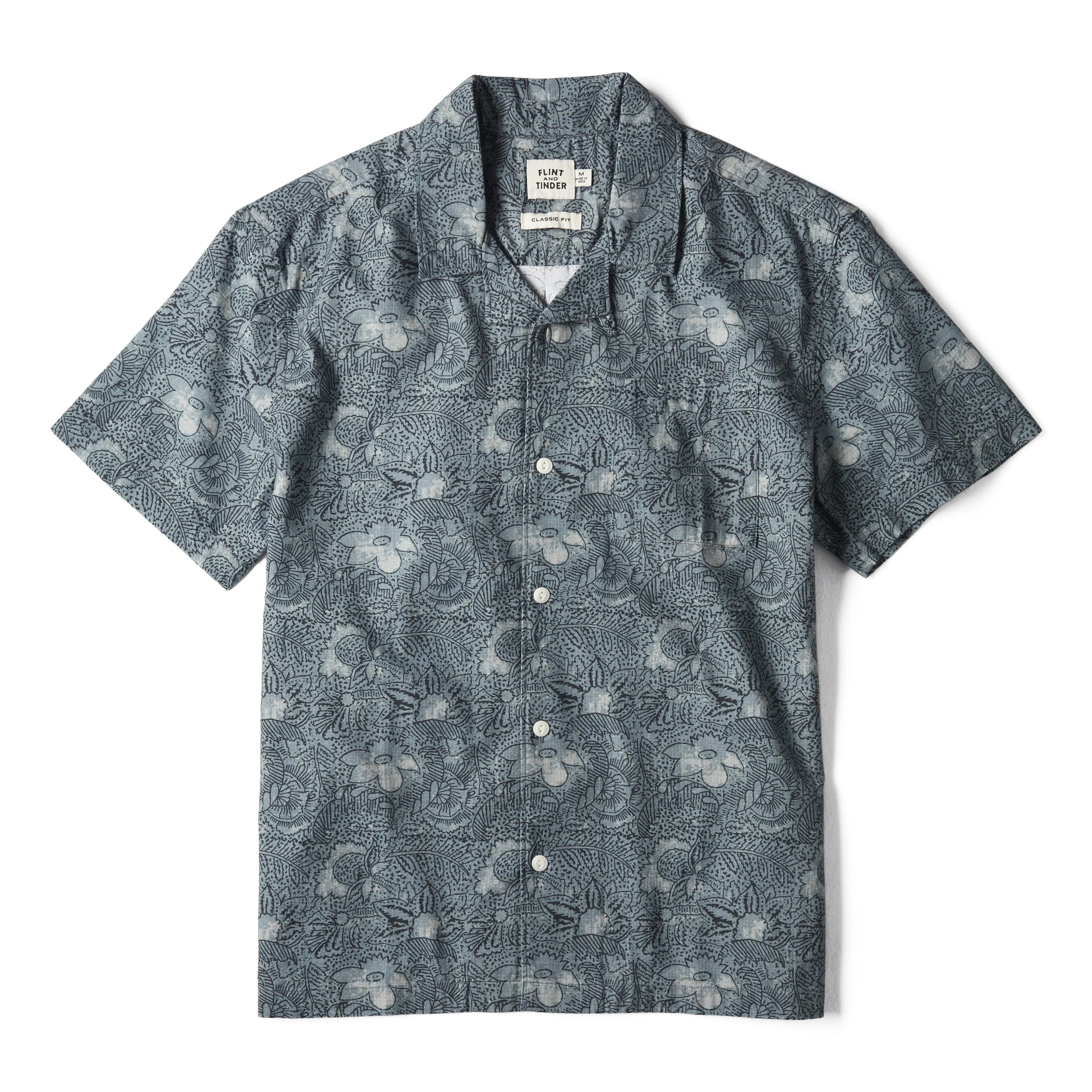 Printed Dobby Camp Collar Shirt