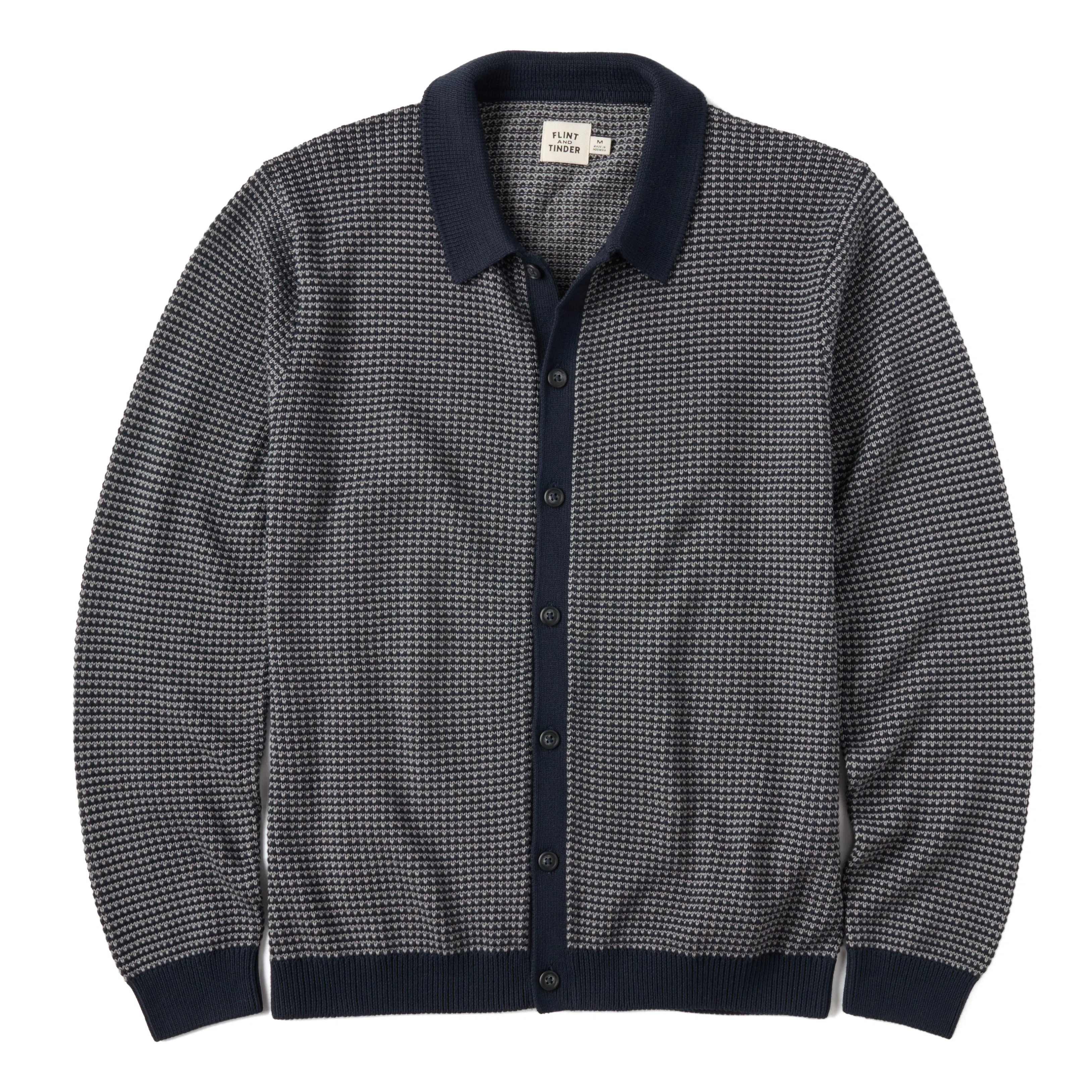 Birdseye Cotton Polo Cardigan