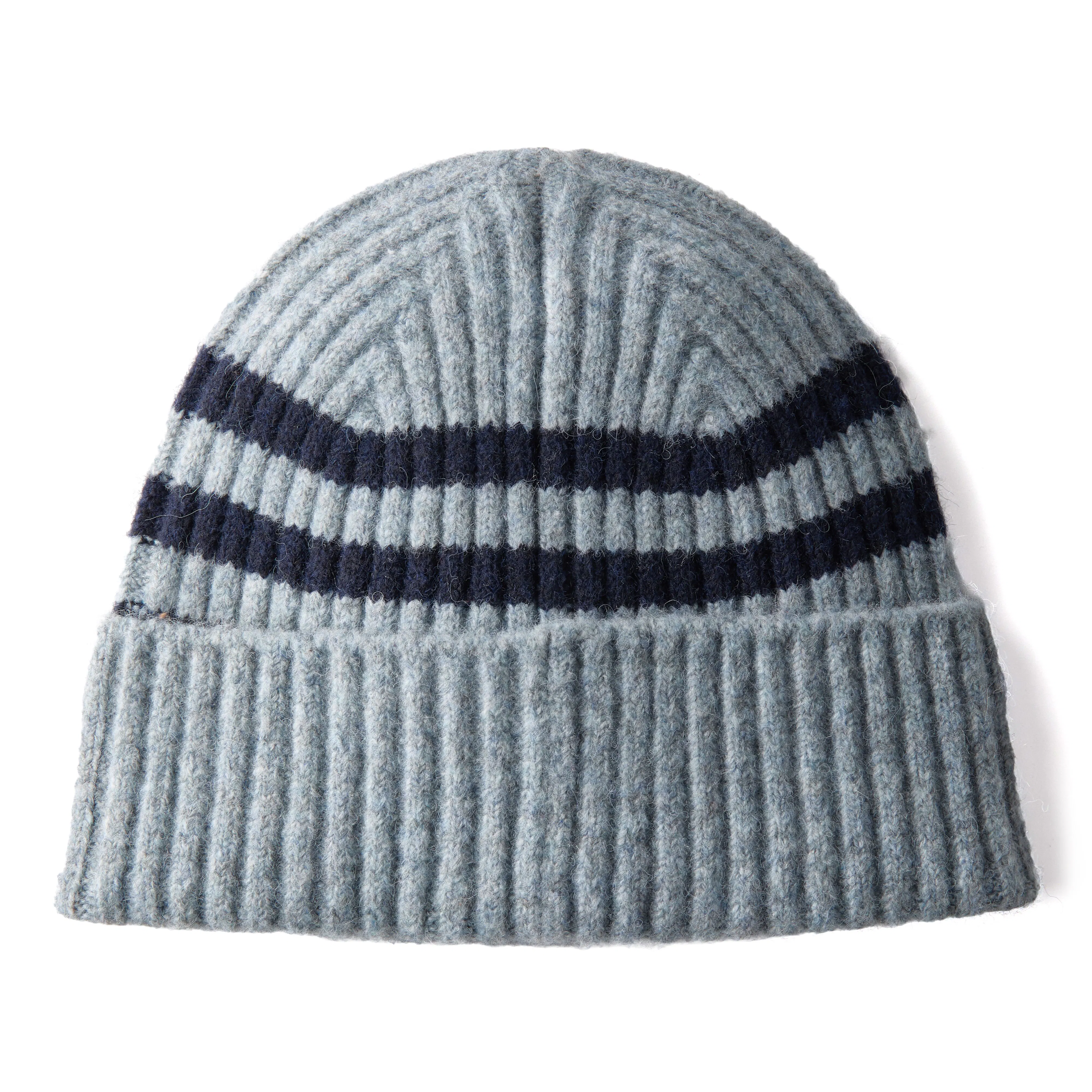 Boiled Wool Striped Beanie