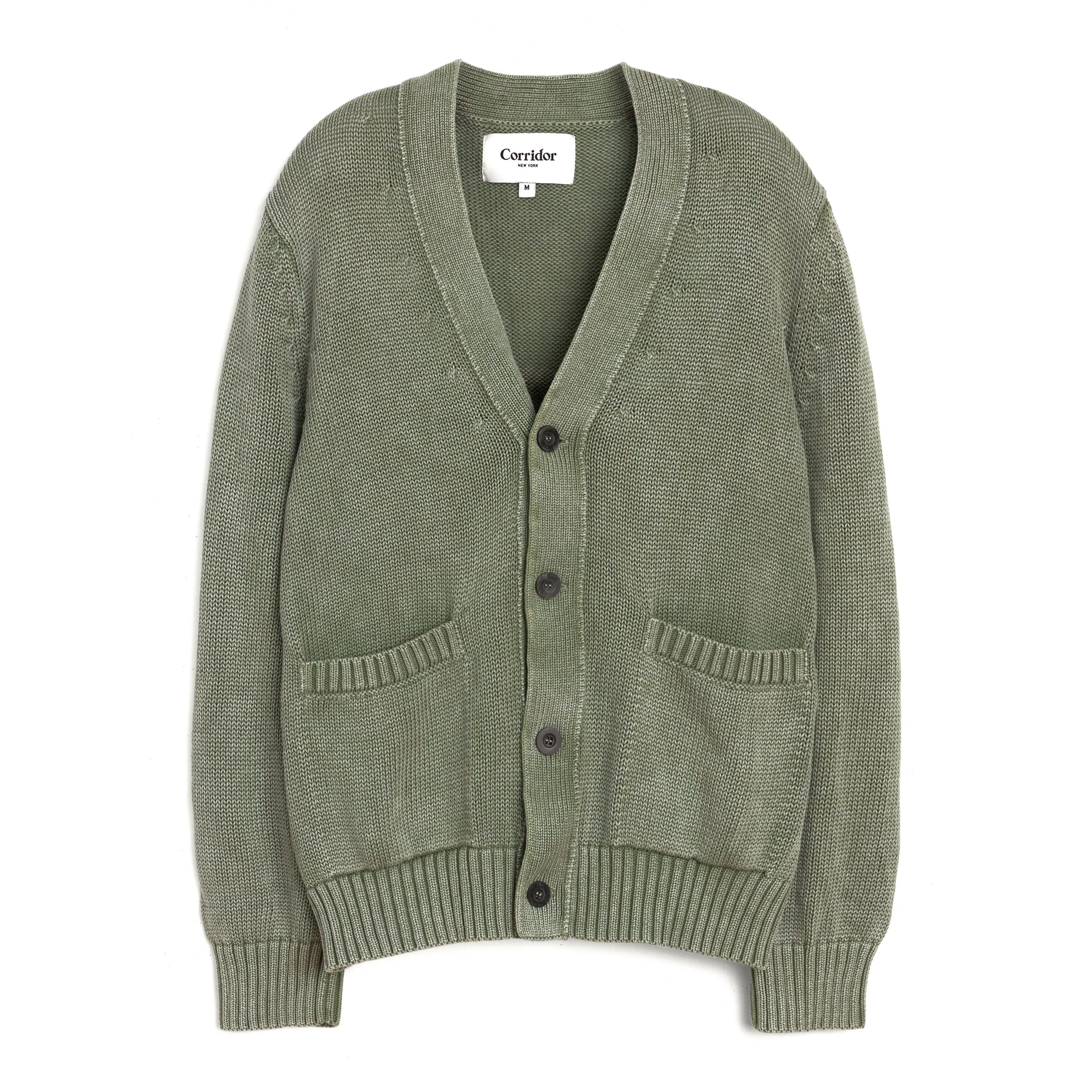 Washed Cotton Cardigan Sweater