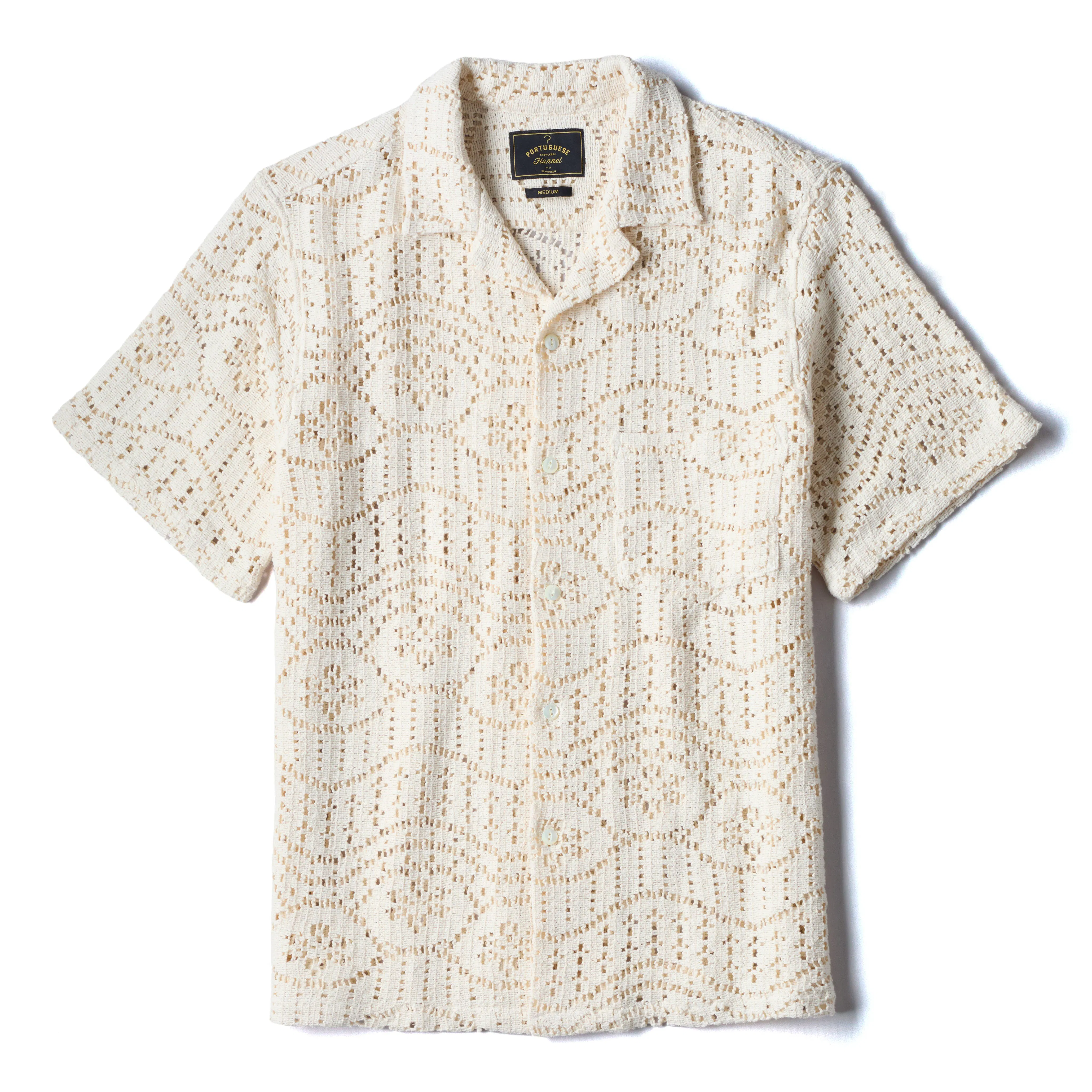 Eye Crochet Camp Collar Shirt