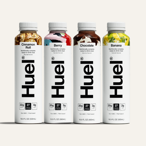 Four bottles of Huel RTD