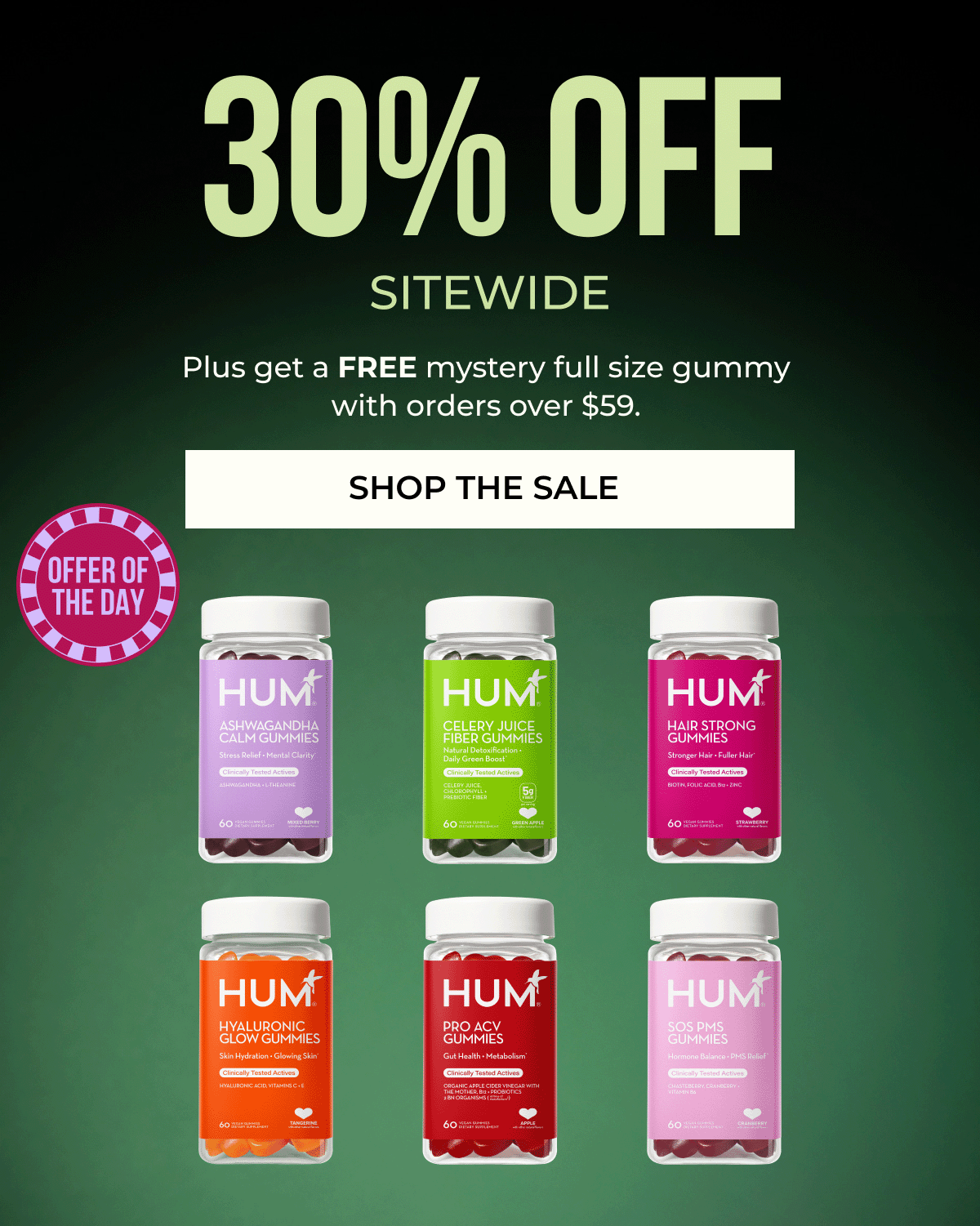 30% off sitewide plus free mystery gummy today only