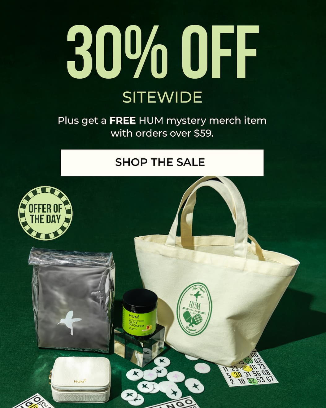 30% off sitewide plus free mystery merch on orders over $59