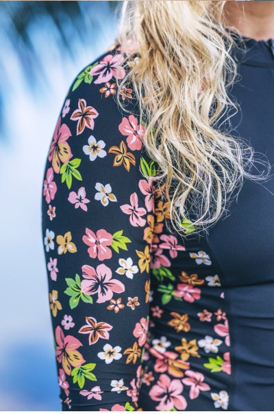 Hibiscus Dream Long Sleeve Front Zip Rashguard