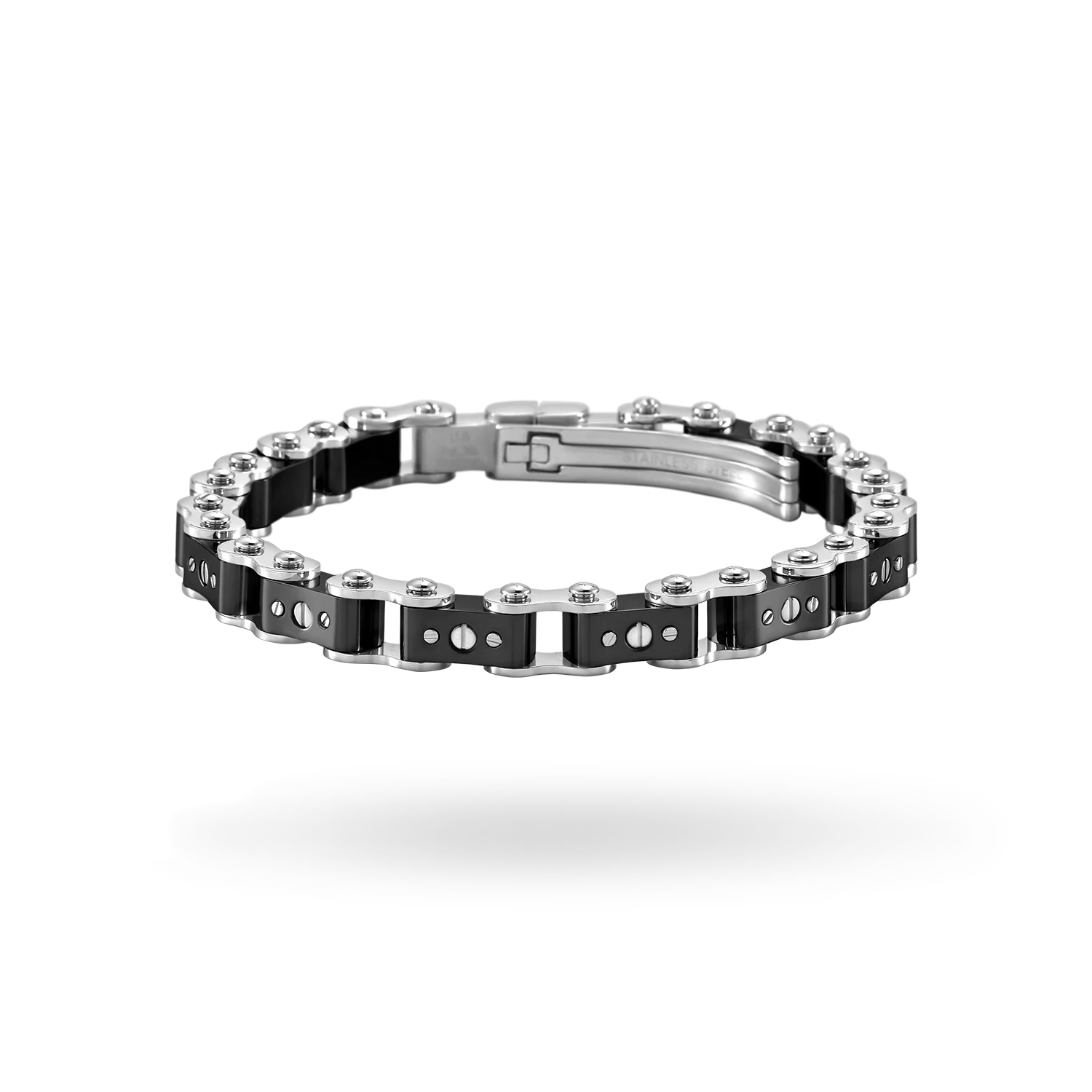 Image of Black and Steel 9.5MM Bicycle Bracelet