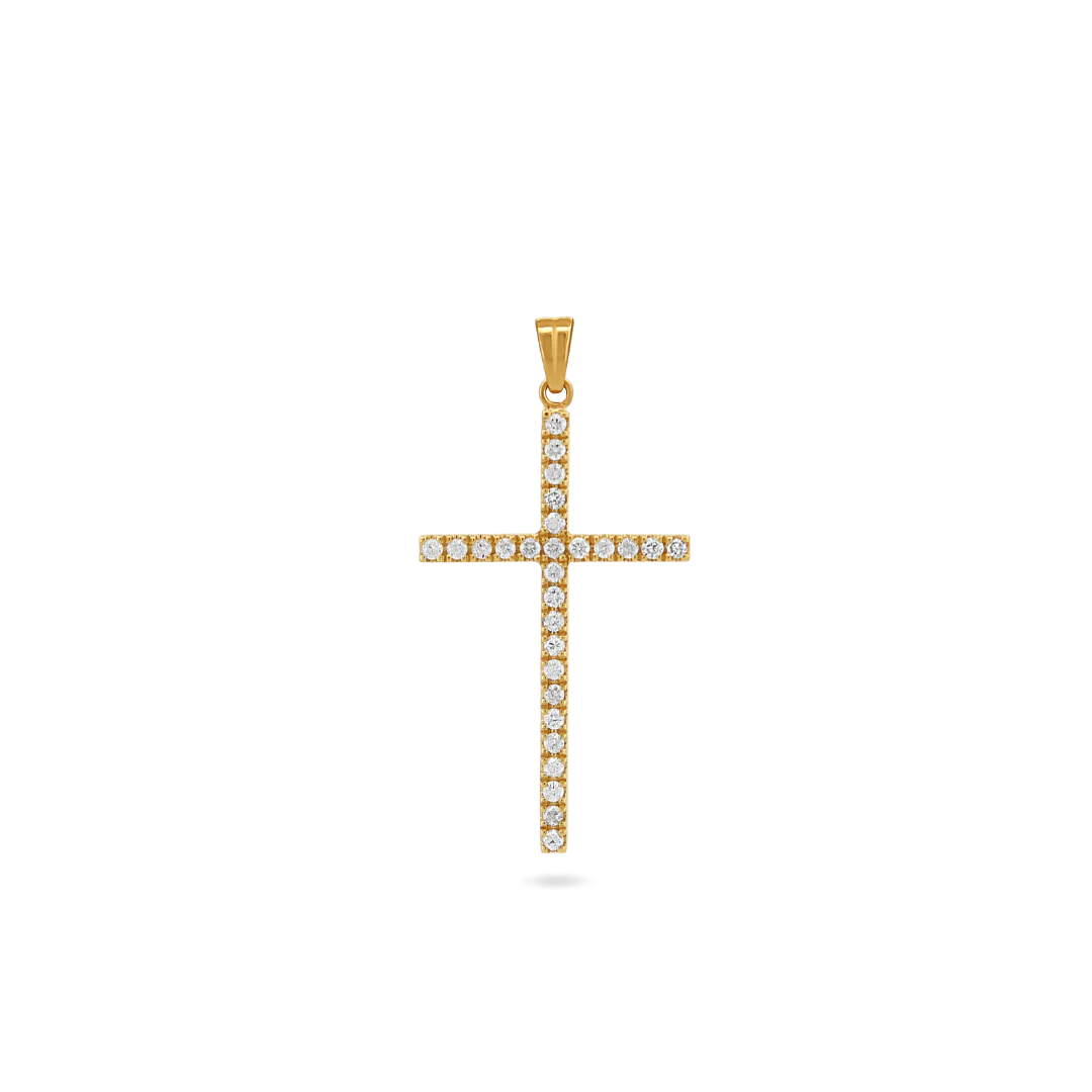 Image of 14K Large Square Diamond Cross Pendant