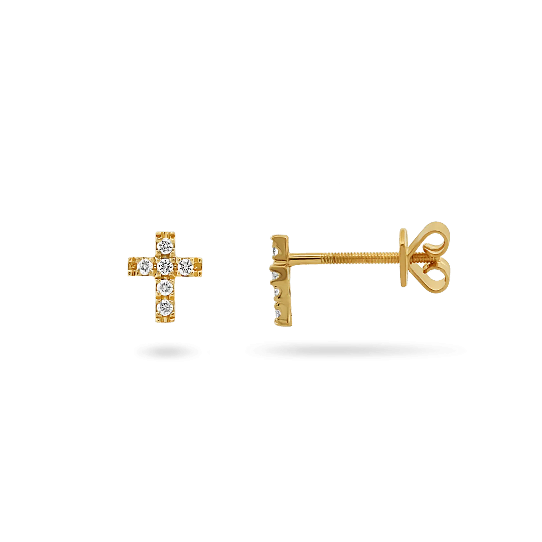 Image of 14K Chloe Cross Diamond Stud Earrings
