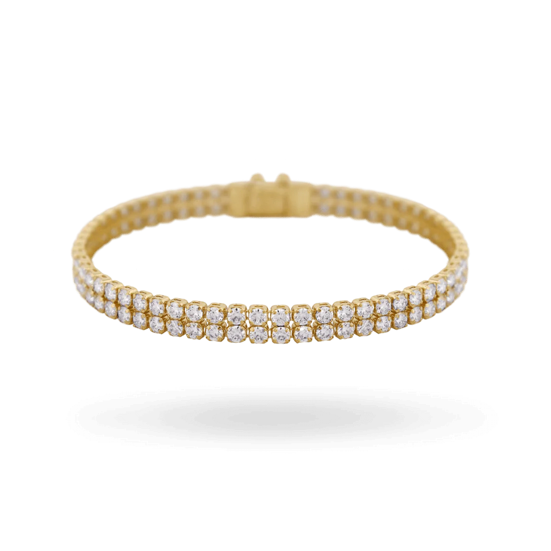 Image of 10K Gold 2 Row Moissanite Tennis Bracelet