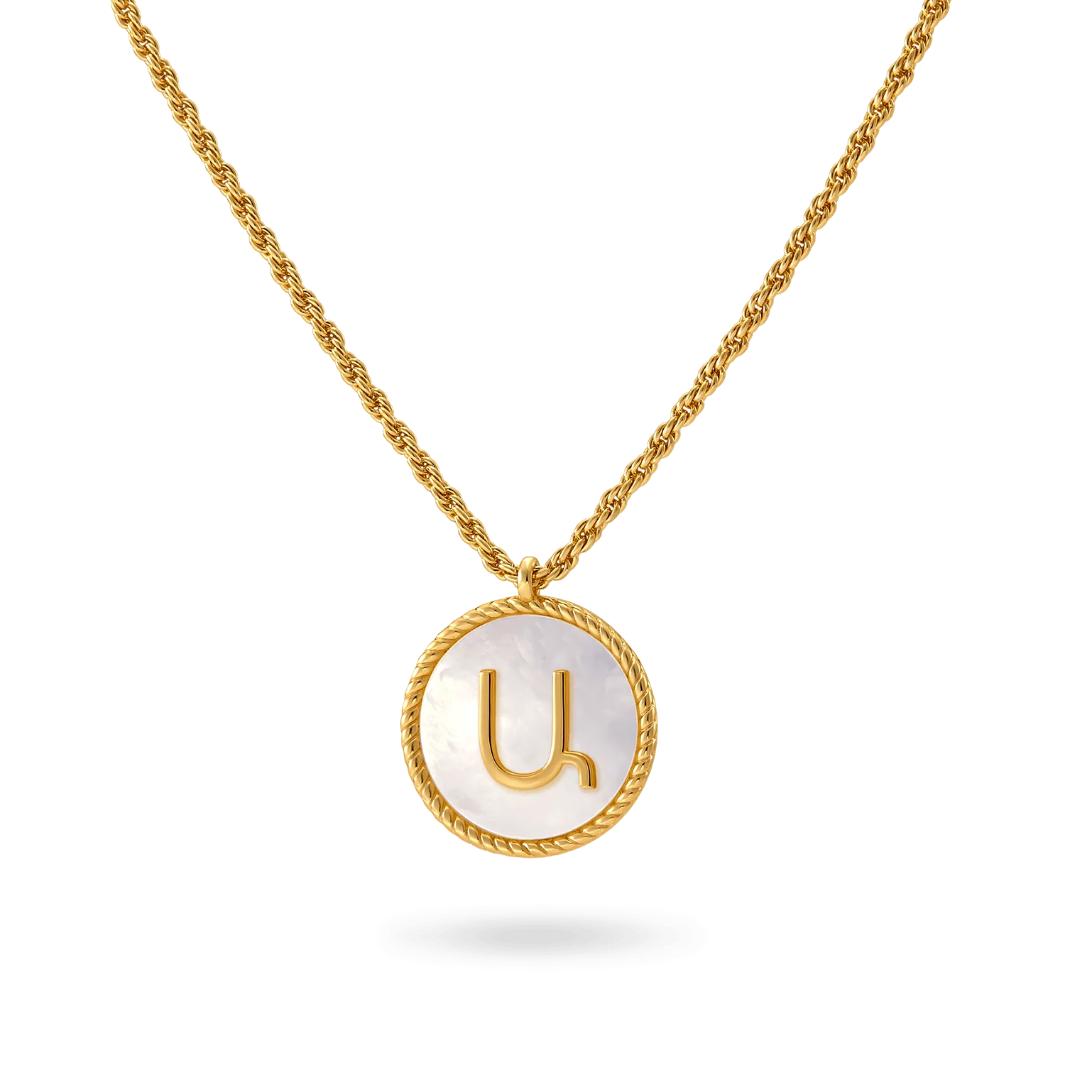 Image of White Mother of Pearl Armenian Initial Necklace