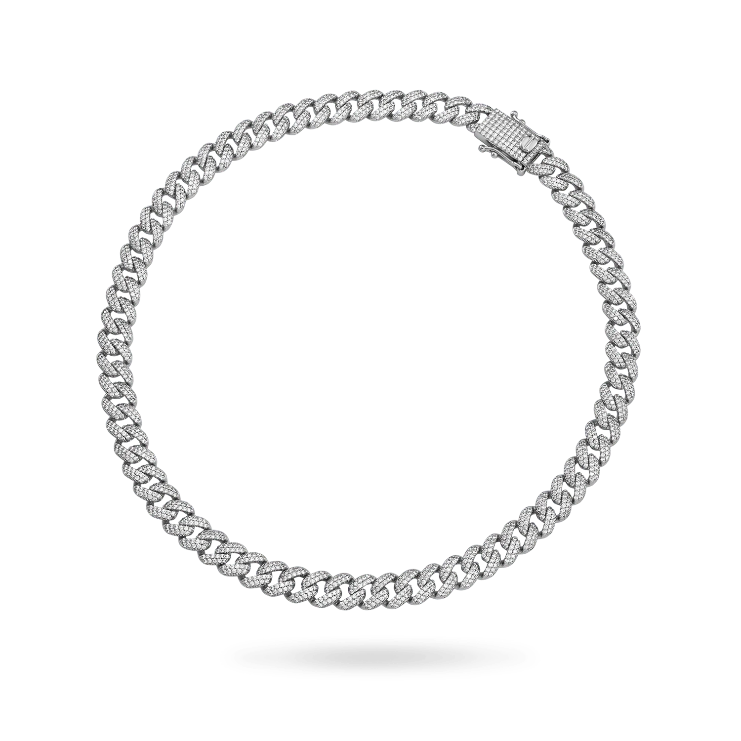 Image of Cuban ID Link Necklace 10mm Stones