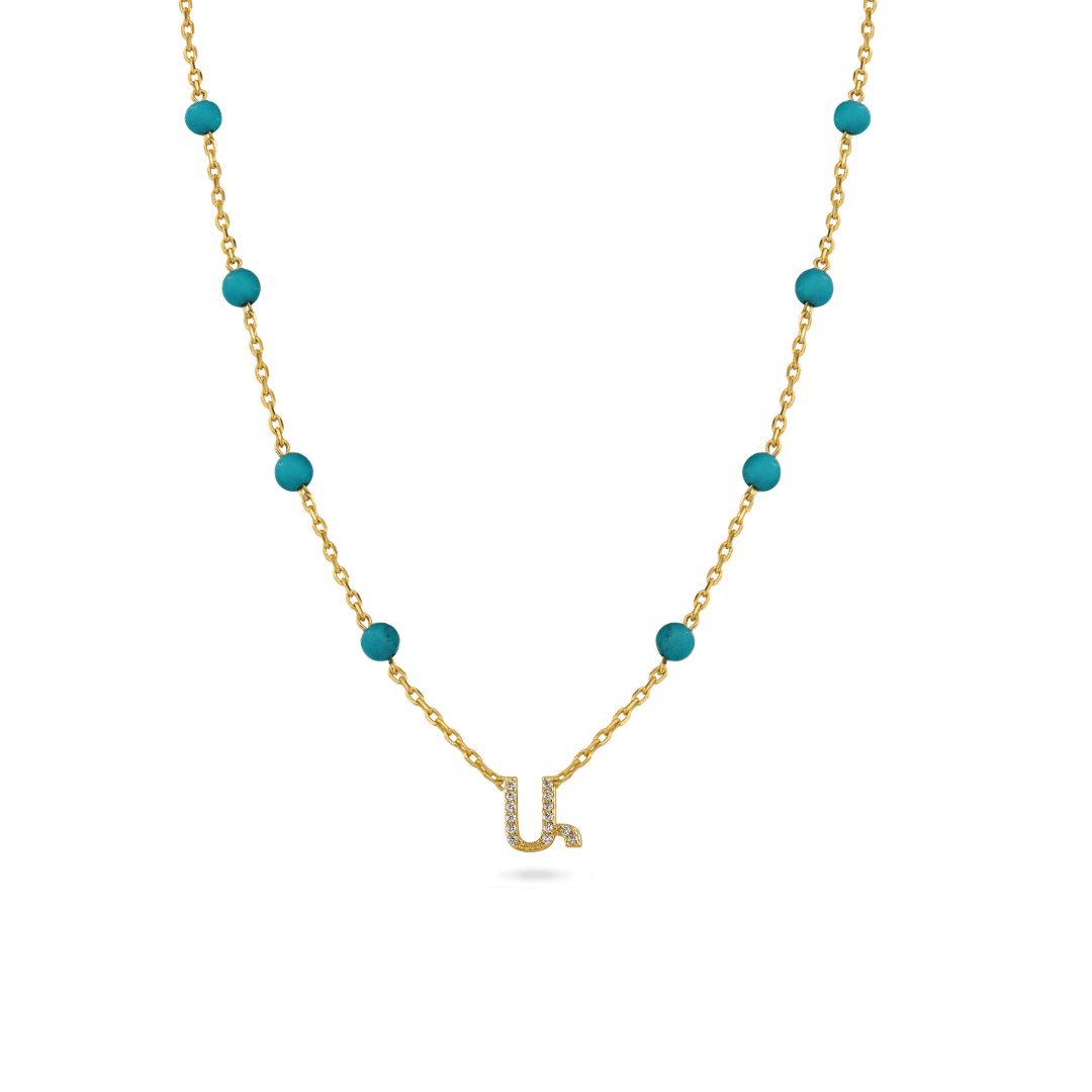 Image of Turquoise Armenian Initial Necklace