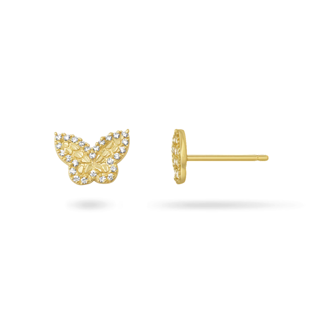 Image of 14K Mini Butterfly Stud Earrings