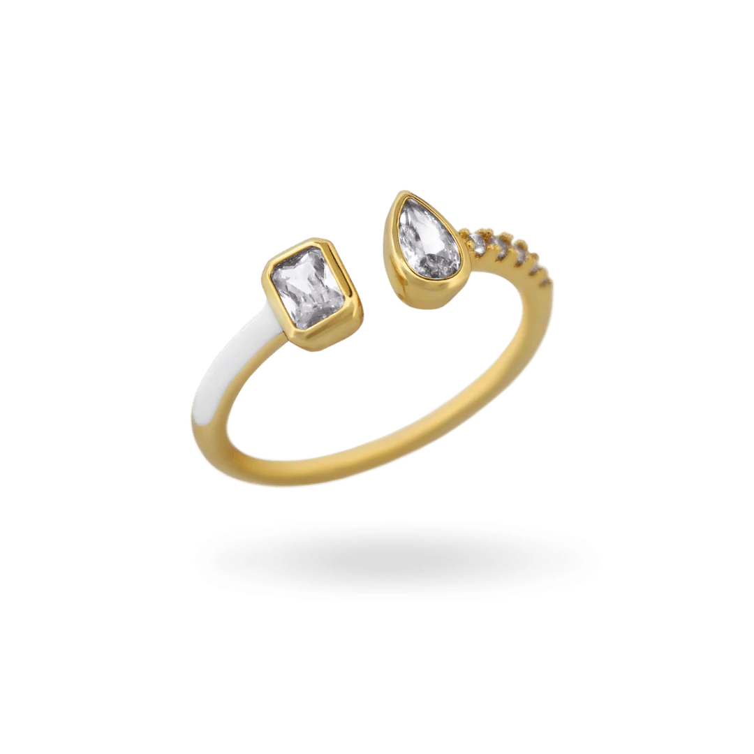 Image of Toi et Moi White Enamel Ring