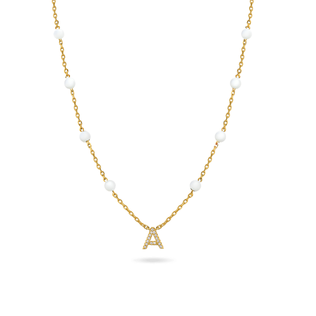 Image of White 'True You' Initial Necklace