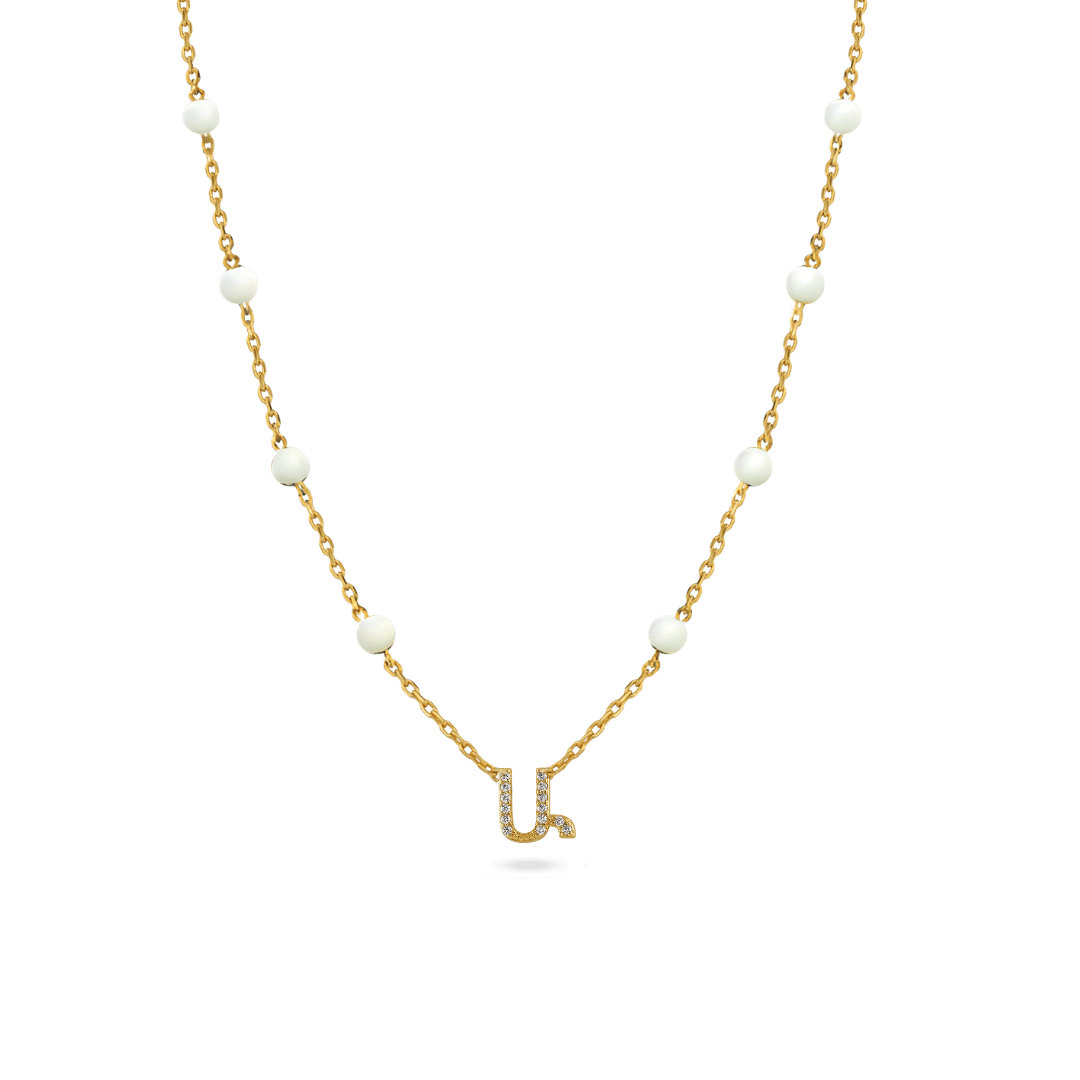 Image of White Armenian Initial Necklace