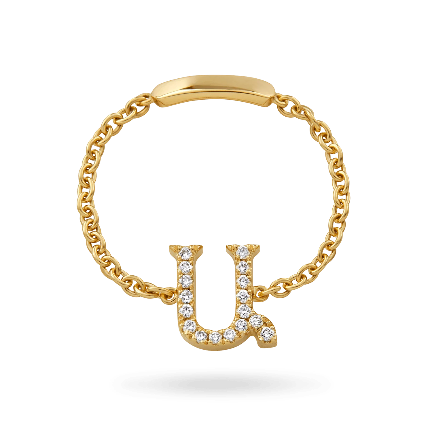 Image of 14K Armenian Initial Diamond Chain Ring