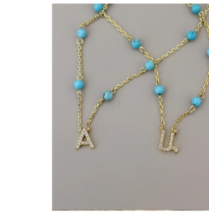 Turquoise Armenian Initial Necklace