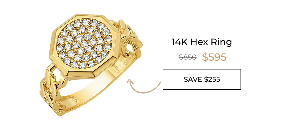 14K Hex Ring