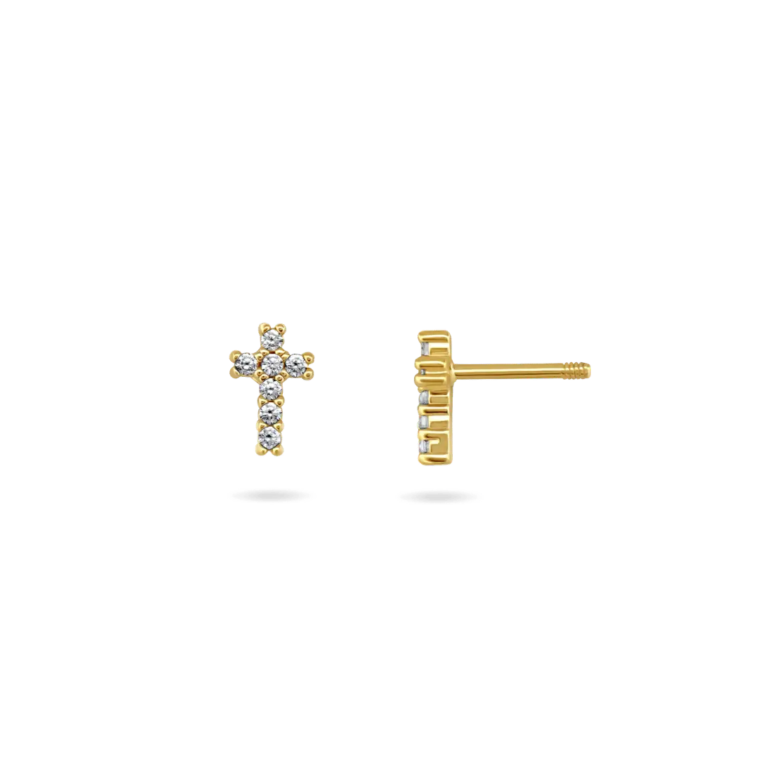 Image of True Light Cross Stud Flatback Earrings