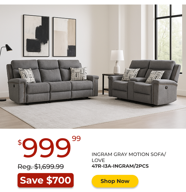 Ingram Gray Motion Sofa/Love Set Set