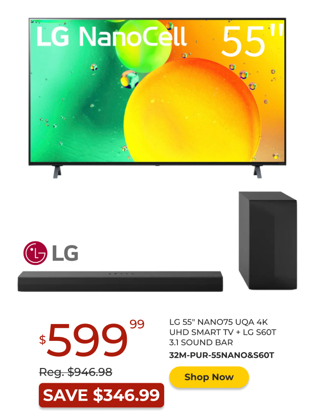 LG 55-inch UHD 4K Smart TV + LG Soundbar