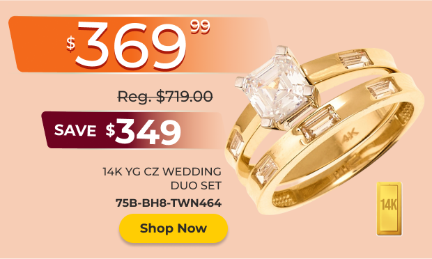 14K Yellow Gold CZ Wedding Duo Set