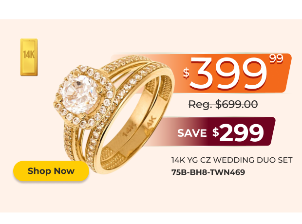 14K Yellow Gold CZ Wedding Duo Set