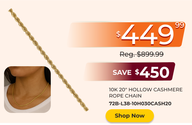 10K 20-inch Hollow Chashmere Rope Chain