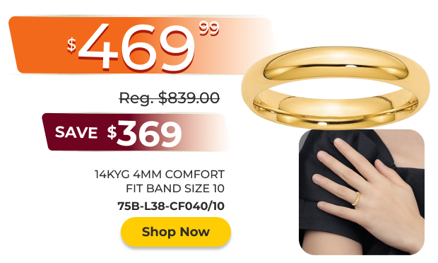 14K Yellow Gold Comfort Fit Band Size 10