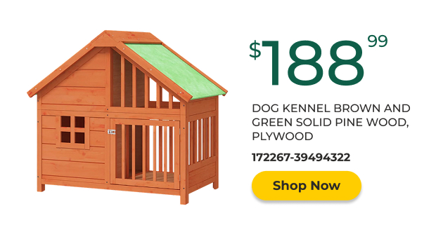 Dog Kennel Brown and Green Solid Pine Wood