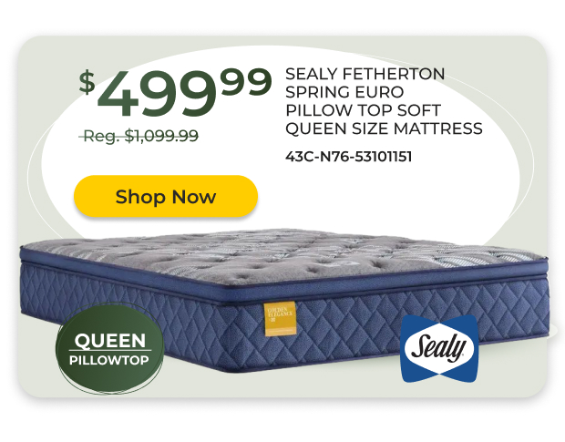 Sealy Fetherton Spring Euro Pillow Top Queen Size Mattress