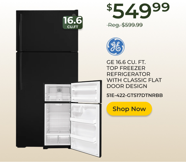 GE 16.6 CU. FT. Top Freezer Refrigerator